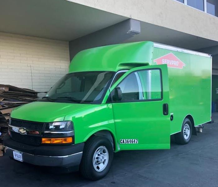 Bright green truck.